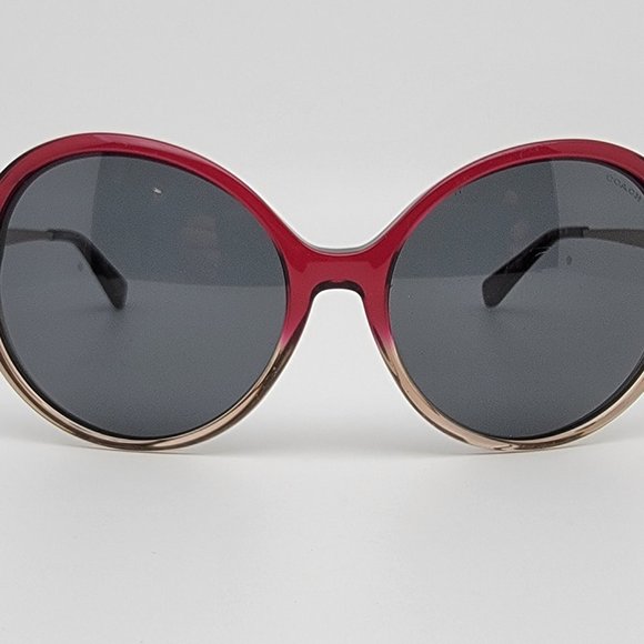 Coach HC8214 L1650 547387 Red Sand Gradient Frame Grey Lens Sunglasses w/ Case - Picture 2 of 15